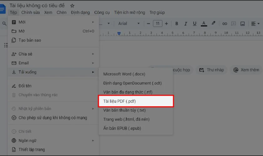 Trong danh sách định dạng tải về, bạn chọn PDF Document (.pdf)