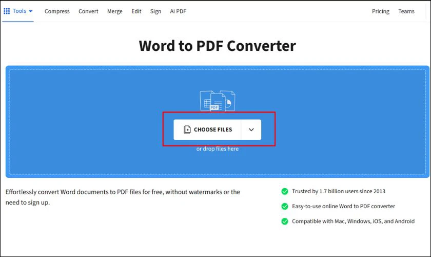 Nhấn nút Choose File để chọn thủ công từ máy tính