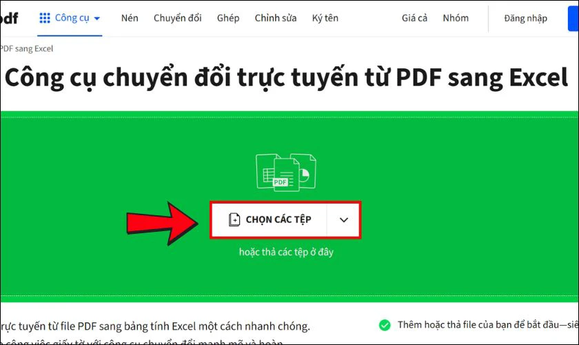 Chuyển JPG sang Excel miễn phí với SmallPDF