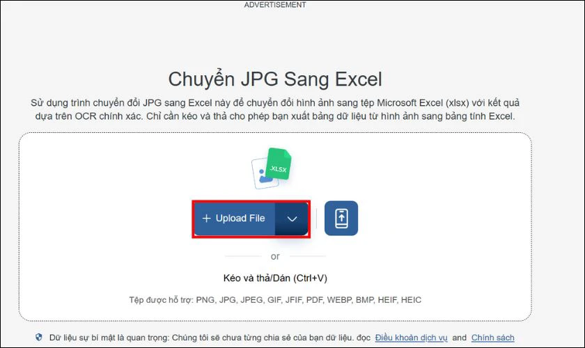 Chuyển JPG sang Excel miễn phí với Card Scanner
