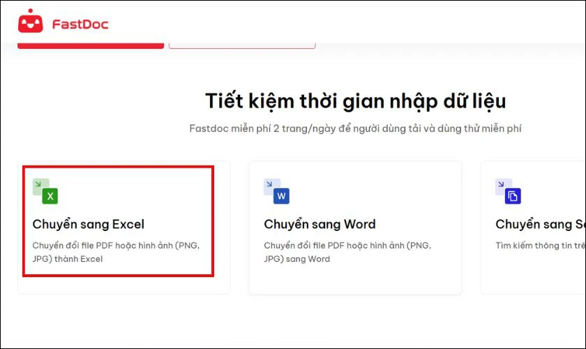 Chuyển JPG sang Excel miễn phí với FastDoc