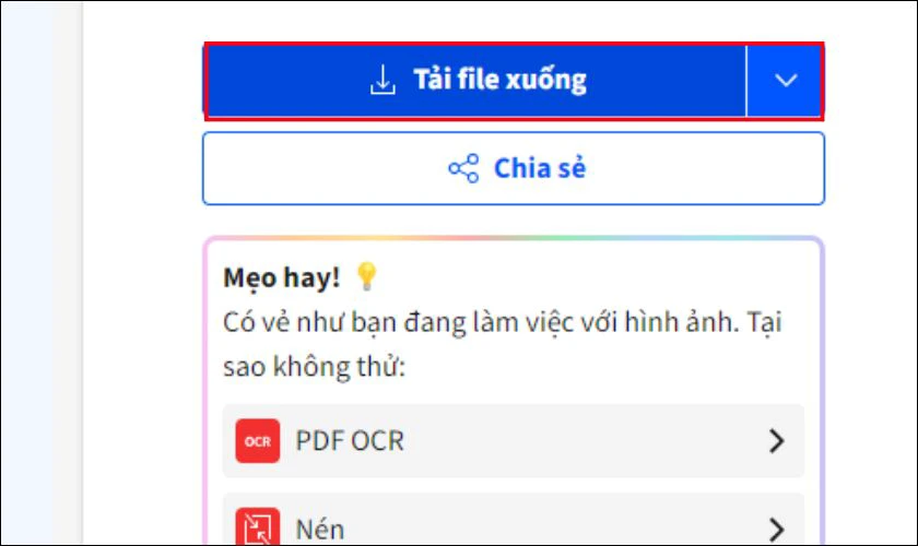 Nhấn nút Tải file xuống để tải file ảnh JPG về máy tính hoặc laptop của bạn là xong