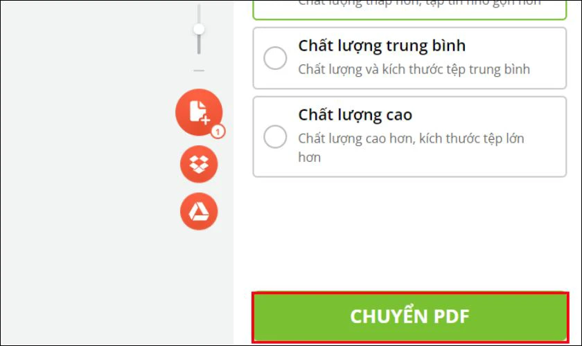 Chọn file PDF mà bạn mong muốn chuyển đổi từ thiết bị của bạn