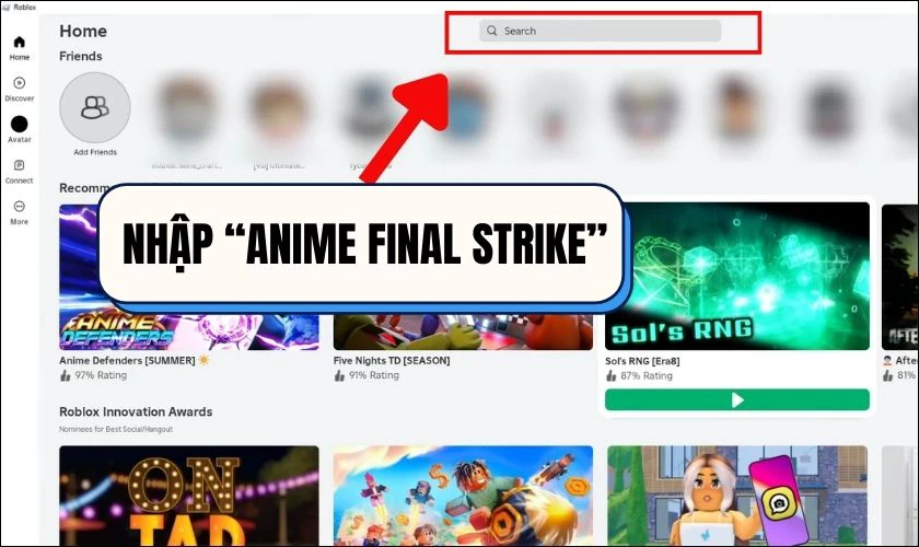Truy cập vào game Anime Final Strike trên Roblox