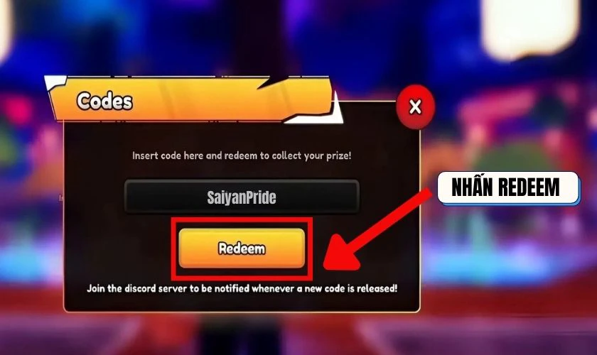 Nhấn vào nút Redeem để nhận thưởng