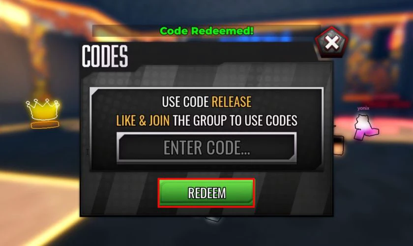 Nhấn Redeem để nhận thưởng