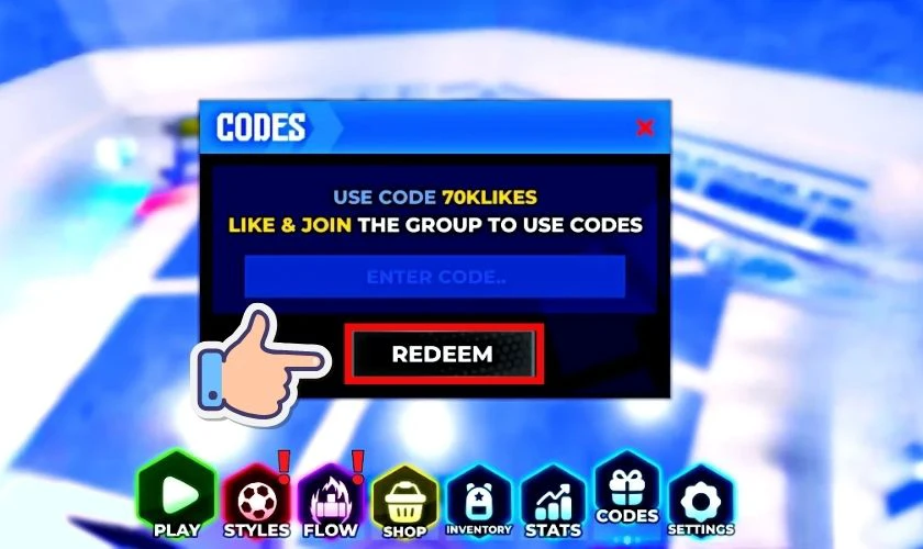 Bấm Redeem để nhận quà