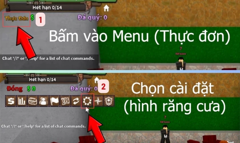 Nhấn vào Menu
