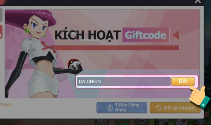Bấm Đổi để Redeem code Pocket Mega