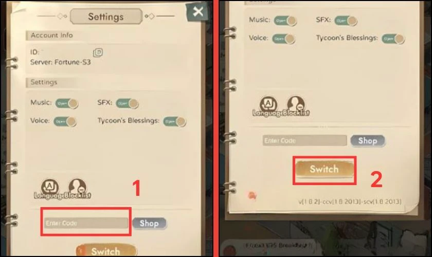 Ấn Switch để nhận thưởng