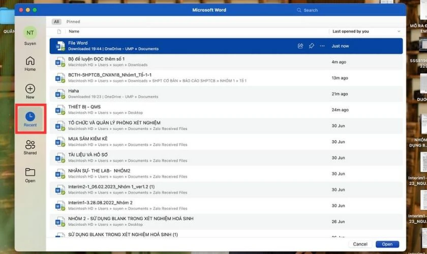 Cách lấy lại file Word chưa lưu trên Macbook