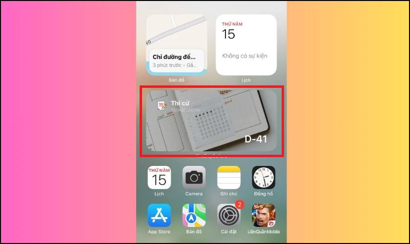 Kéo thả widget ra vị trí màn hình bạn muốn để là xong
