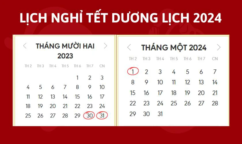 Còn bao nhiêu ngày nữa là đến lịch nghỉ Tết Dương lịch 2024?