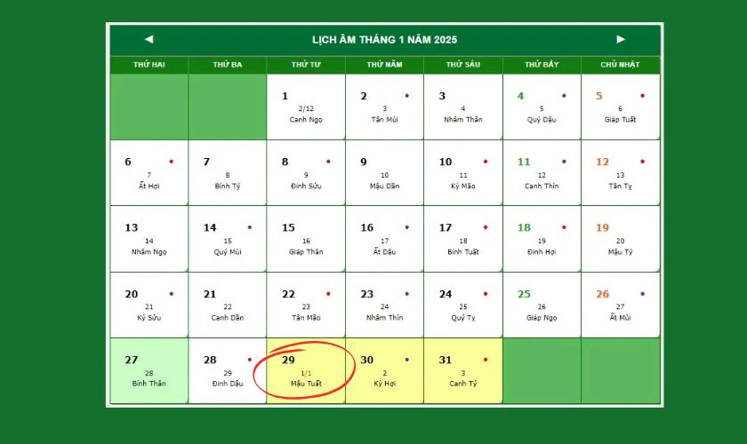 Tết Dương lịch 2025 là ngày mấy Âm lịch?