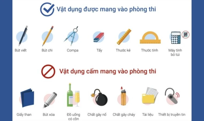 Vật dụng cần thiết khi vào phòng thi