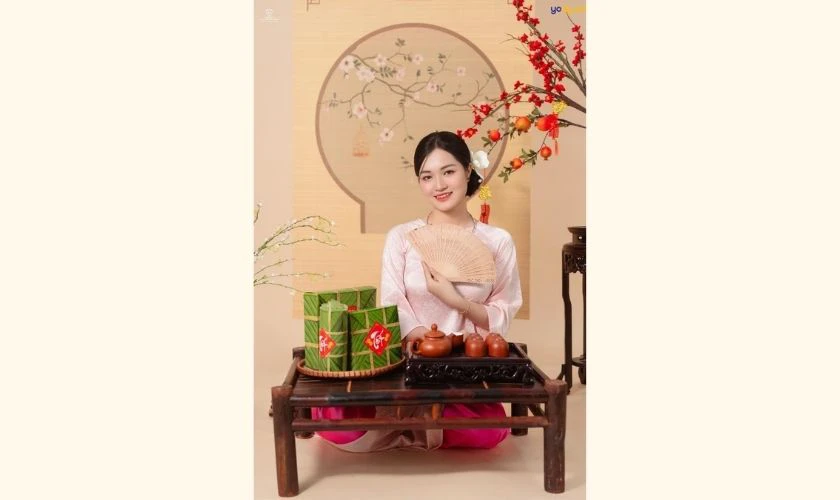 Concept chụp ảnh Tết với bánh chưng
