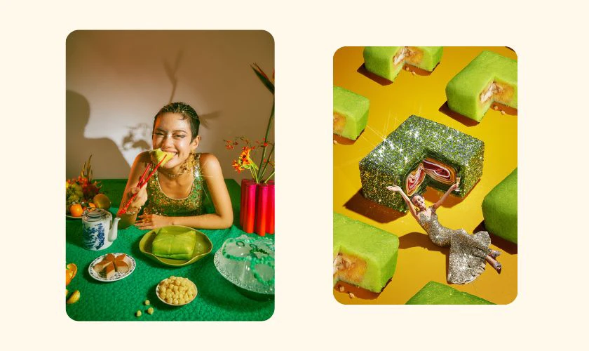 Concept chụp ảnh Tết với bánh chưng độc lạ