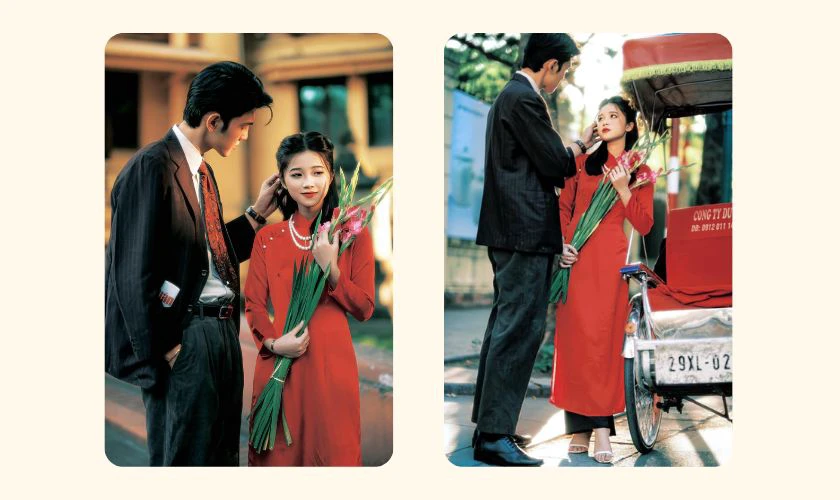 Concept chụp ảnh Tết cho cặp đôi phong cách Retro