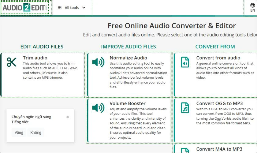 audio2edit.com là nền tảng chỉnh sửa và chuyển đổi âm thanh trực tuyến đa năng