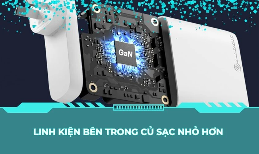 Linh kiện bên trong củ sạc nhỏ hơn rất nhiều so với các củ sạc truyền thống
