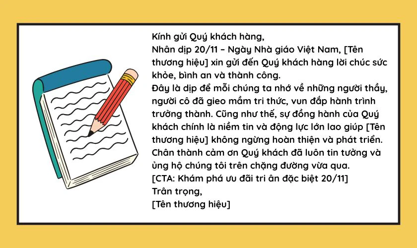 Content email gửi khách hàng ngày Nhà giáo Việt Nam