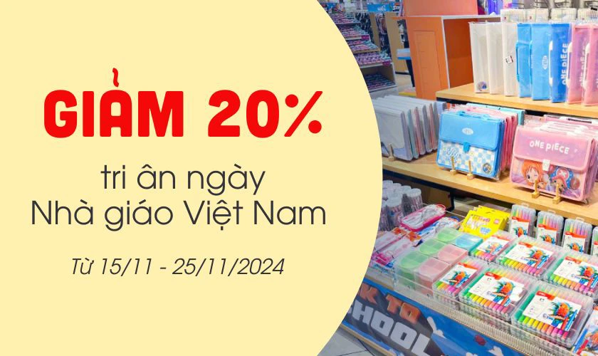 Content 20/11 cho cửa hàng văn phòng phẩm, đồ dùng nhà trường