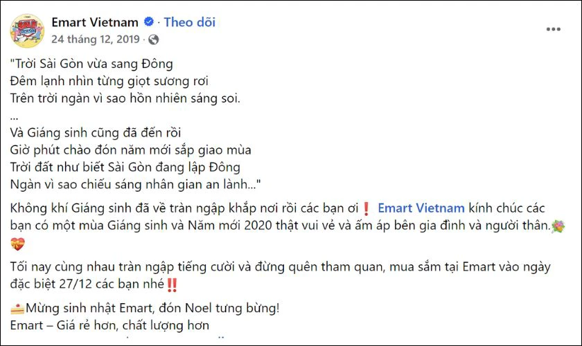 Mẫu content Giáng sinh cho siêu thị, tạp hóa