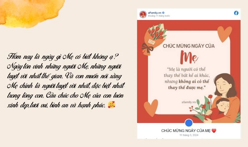 Content chào mừng ngày của Mẹ