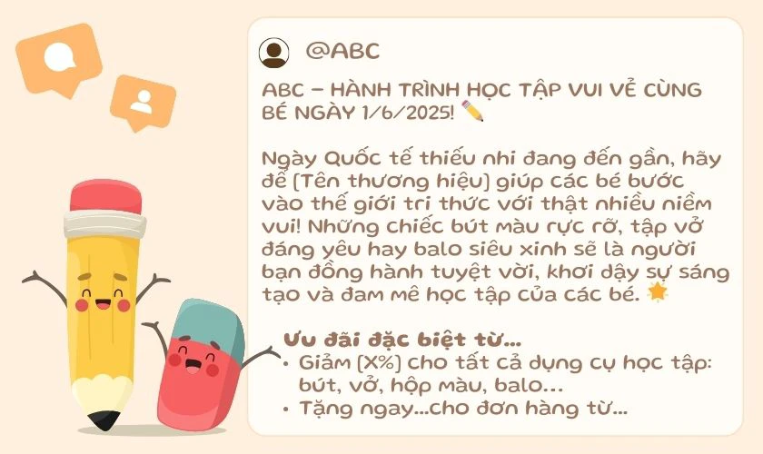 Mẫu content ngày Quốc tế Thiếu nhi cho từng lĩnh vực cụ thể 2025