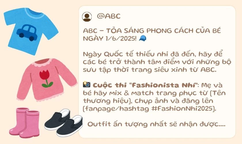 Content ngày quốc tế Thiếu nhi cho thương hiệu thời trang trẻ em