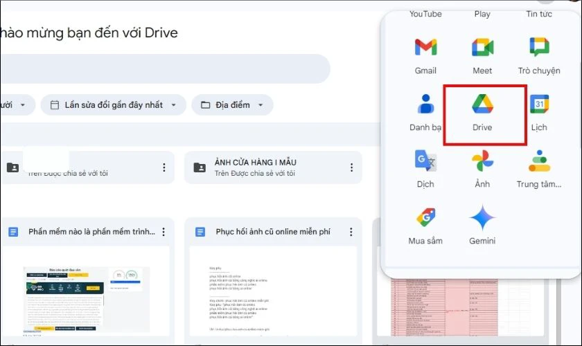 Truy cập vào Google Drive cá nhân