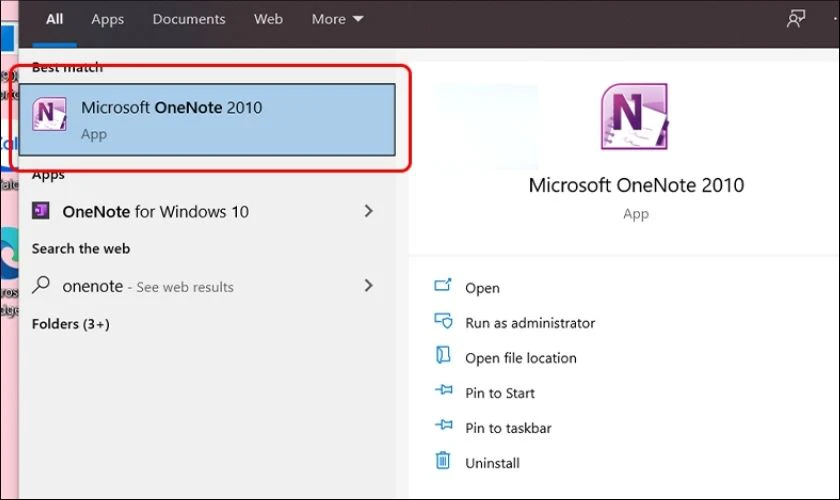 Mở ứng dụng OneNote trên máy tính của bạn