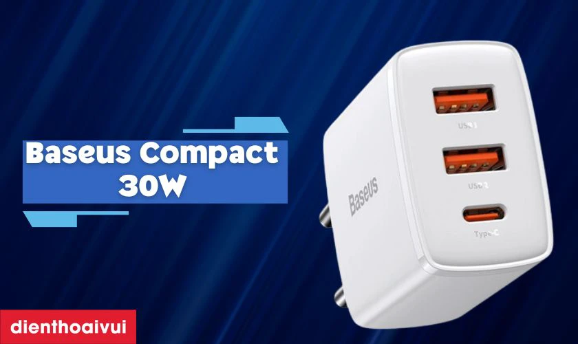 Củ sạc Baseus Compact 30W 3 cổng 2 x USB-A + USB-C