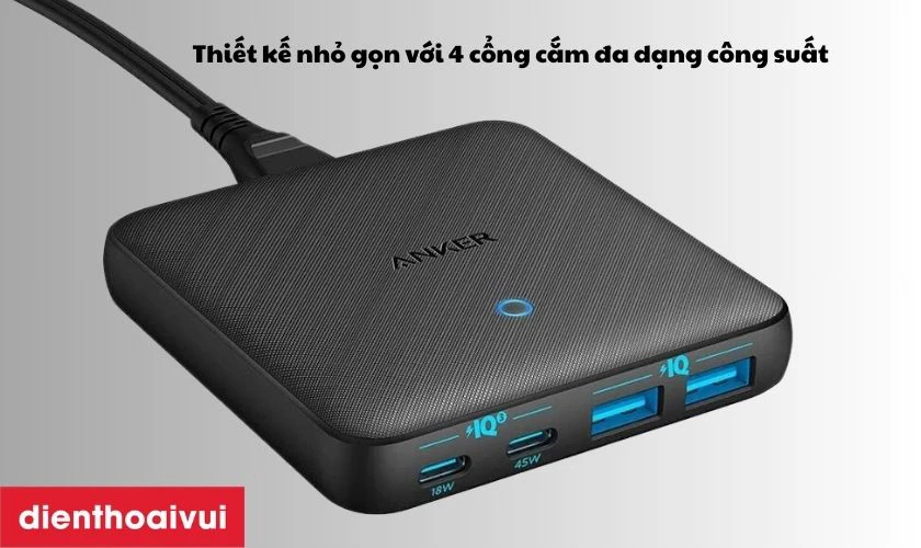 Điểm nhấn của củ sạc Anker Powerport Atom 3 4 cổng 63W A2046