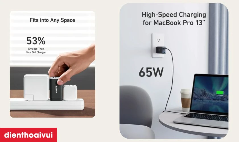 Điểm nổi bật của củ sạc Anker PowerPort III 3 cổng 65W A2667