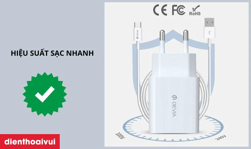 Đặc điểm của củ sạc Devia 1 cổng EU V3 trắng