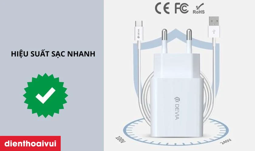 Điểm nhấn của sản phẩm Củ Sạc Devia Kèm Cáp Type-C V3 