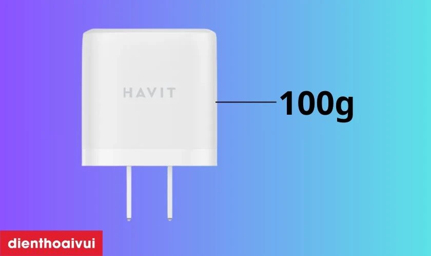 Củ sạc có thiết kế nhỏ gọn chỉ nặng 100g