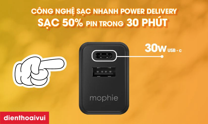 Đặc điểm của củ sạc Mophie Essential PD 30W 1A1C