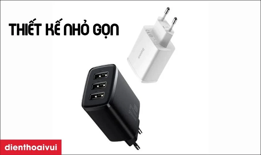 Điểm nổi bật của củ sạc nhanh Baseus compact 3 cổng USB-A