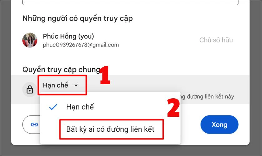 Trong hộp thoại vừa xuất hiện, bạn click chuột vào Hạn chế