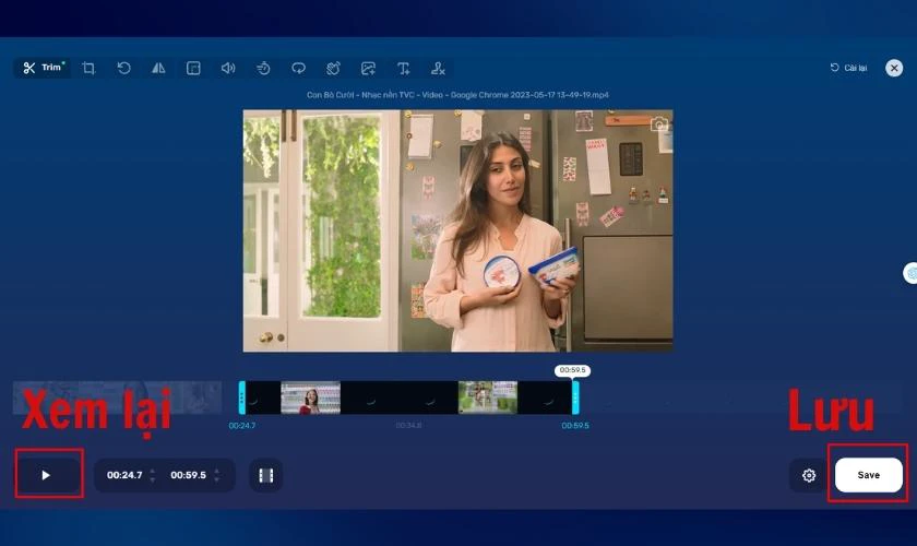 Cách xem lại trước khi tiến hành lưu video vừa cắt trên máy tính