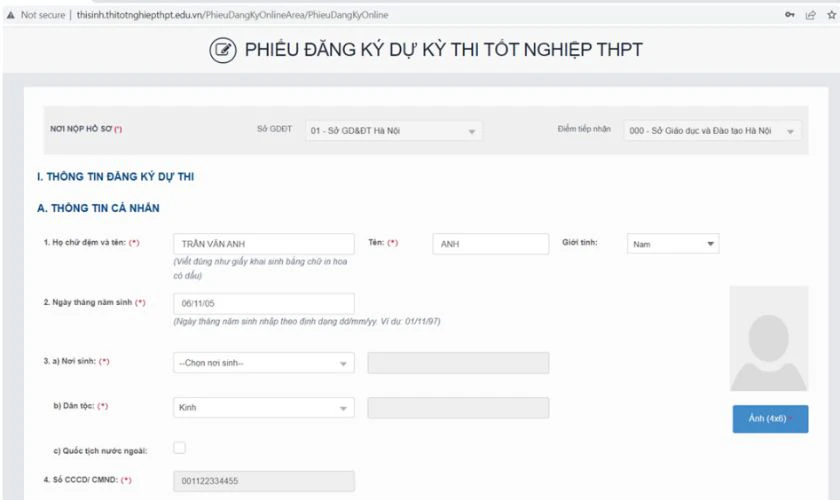 Đăng ký dự thi THPT trực tuyến