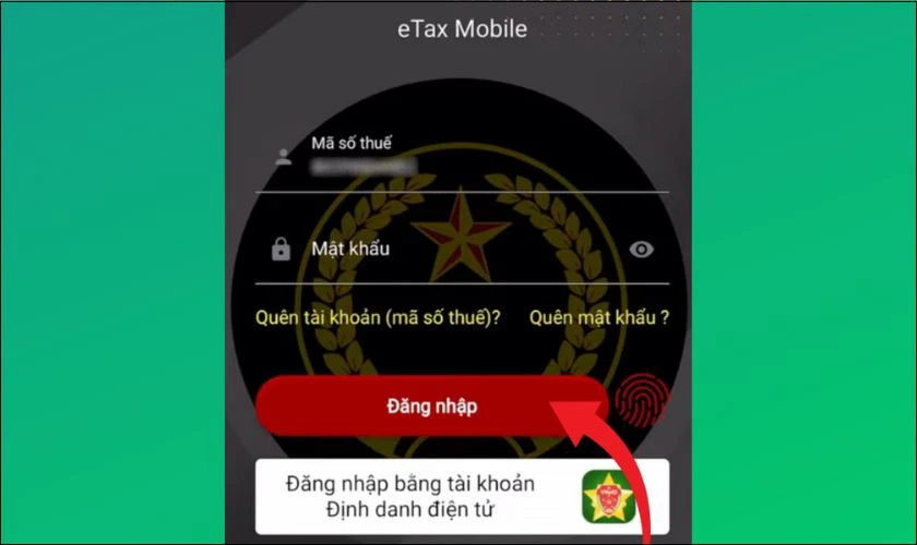 Đăng nhập vào ứng dụng eTax Mobile