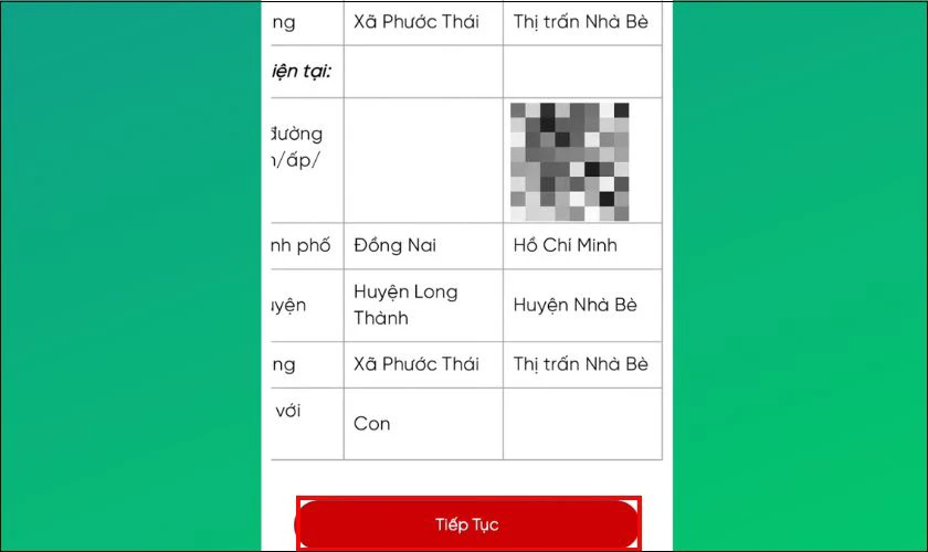 Chọn tiếp vào các chỉ tiêu cần thay đổi thông tin tại cột Thay đổi thông tin