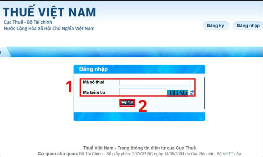 Điền thông tin đăng nhập
