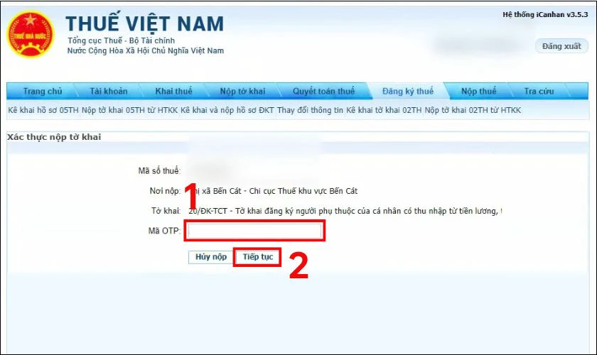 Nhập mã kiểm tra