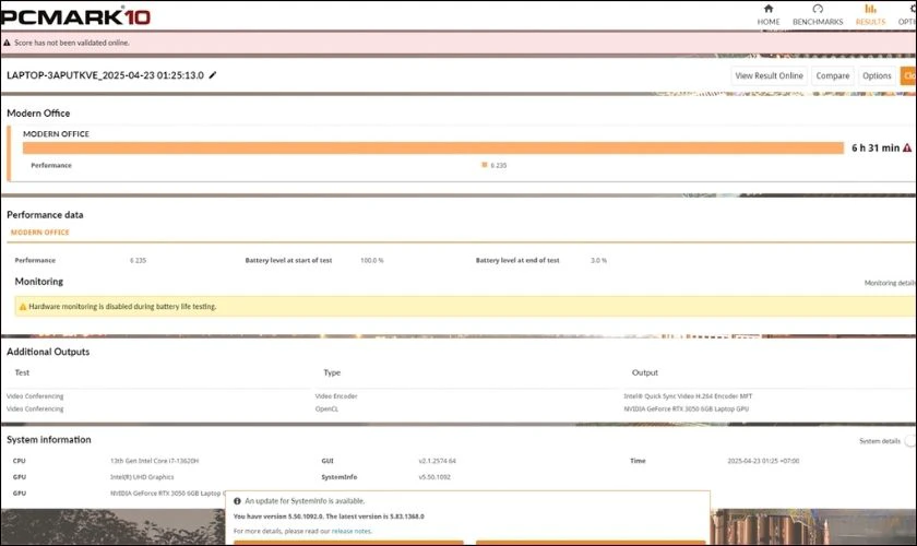 Viên pin 53Wh, không quá lớn so với mặt bằng chung laptop gaming
