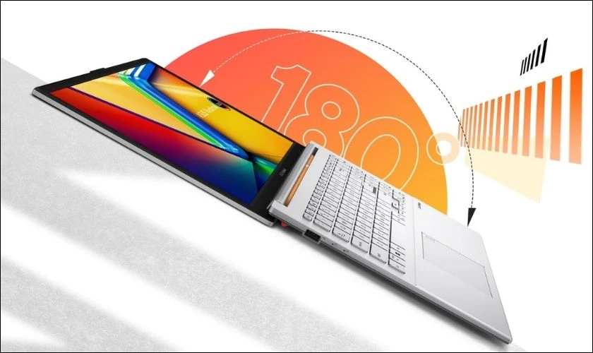 Đánh giá Asus Vivobook Go 15 về ngoại quan- Bản lề 180 độ
