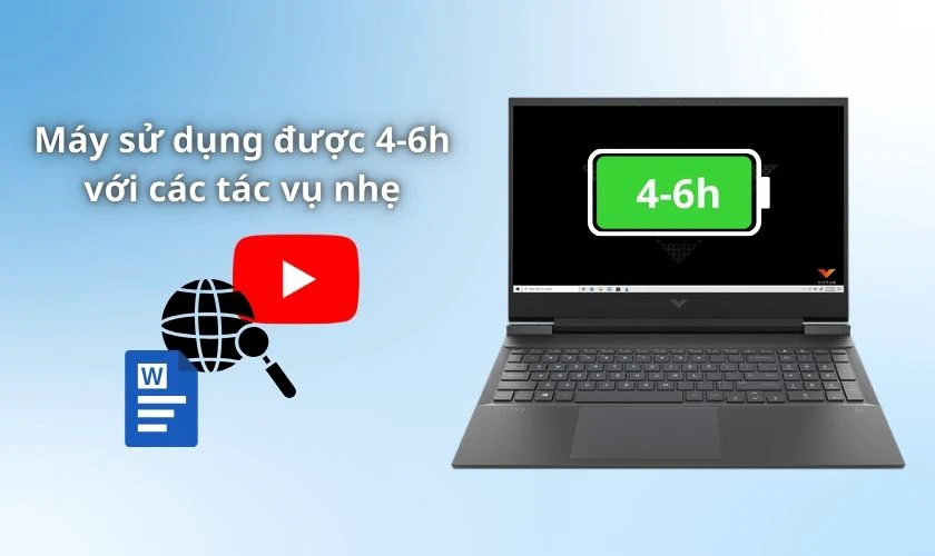 Đánh giá hiệu năng HP Victus 16: Thời lượng pin